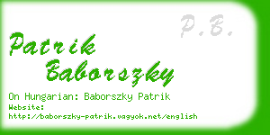 patrik baborszky business card